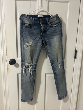 KanCan Faded Blue Skinny Ripped Jeans